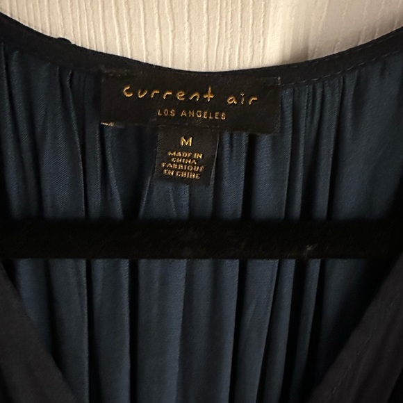 Anthropologie Current Air colorblocked midi navy smocked dress. Size M - Picture 4 of 5